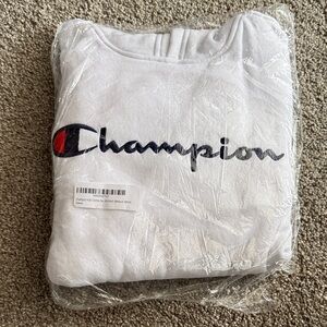 Champion Youth White Crewneck with Navy Script and Red Accent
